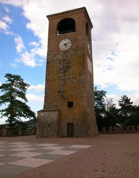 Tower clock of Castelvetro, Modena, Italy Stock Photos
