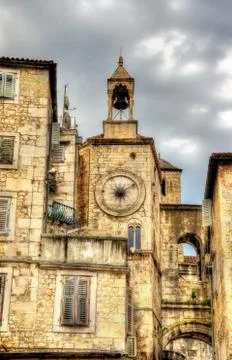 Tower-Clock at Diocletian Palace in Split - Croatia Stock Photos