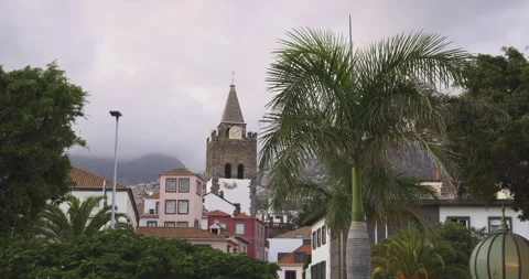 Tower with a clock, Funchal, 4K Stock Footage 245720262