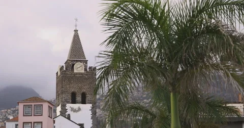 Tower with a clock, Funchal, 4K Stock Footage 245720282