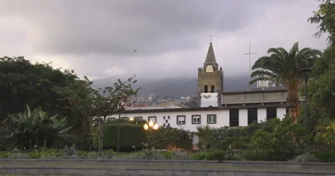 Tower with a clock, Funchal, 4K Stock Footage 245721686