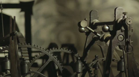 Tower clock mechanism Video stock 32169603