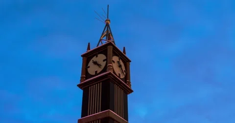 Tower Clock Night View Time Lapse Stock Footage 49313164