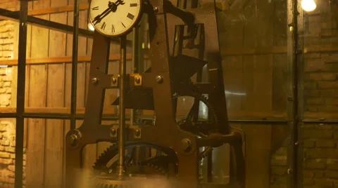Tower Clock Old Mechanism Stock Footage 61860058