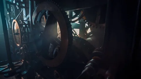 Tower Clock Old Mechanism Vídeo Stock 73028983