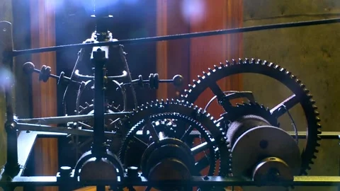 Tower Clock Old Mechanism Stock Footage 249742680