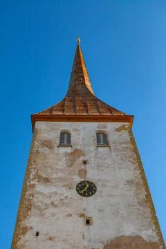 Tower with clock of St. Trinity Church in Rakvere, Estonia Stock Photos