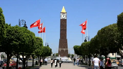 Tower clock in Tunis, Tunisia Stock Footage 857190