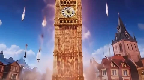 Tower clock warping in time Stock Footage 289009230