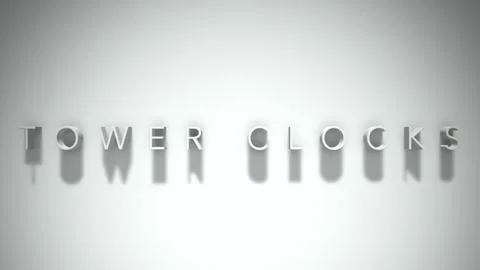 Tower clocks  3D title animation white text on a white background Stock Footage 299637227
