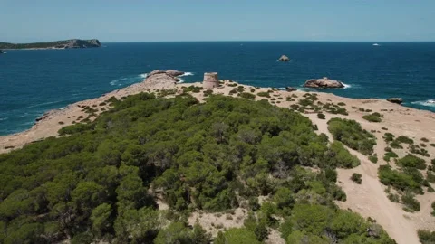 Tower by Coast in Ibiza Stock Footage 169656032