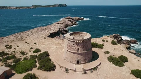 Tower by Coast in Ibiza Stock Footage 169656216