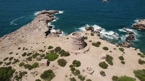 Tower by Coast in Ibiza Stock Footage 169656658