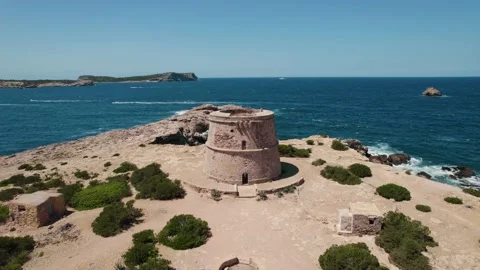 Tower by Coast in Ibiza Stock Footage 169656719