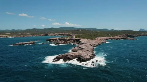 Tower by Coast in Ibiza Stock Footage 169656908