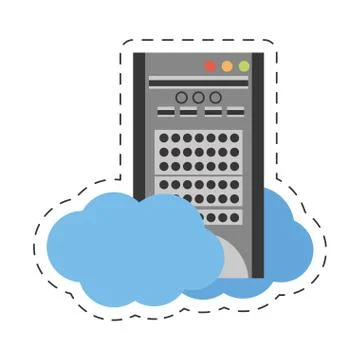 Tower computer cloud hardware technology Stock Illustration