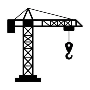 Tower Construction Crane Silhouette Icon Stock Illustration