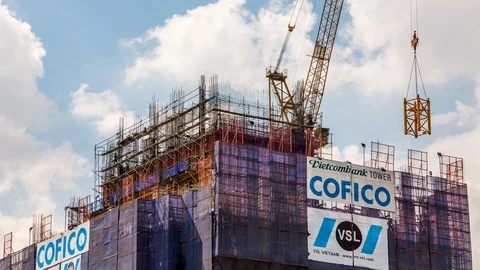 Tower construction site in Ho Chi Minh City, Vietnam time lapse Vídeo Stock 116861876