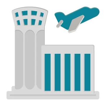 Tower control icon in Flat Style. Color Fill Stock Illustration