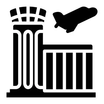 Tower control icon in Glyph Style. Black Fill Stock Illustration