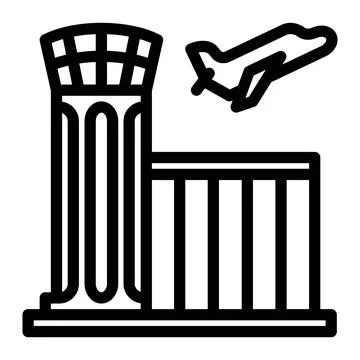 Tower control icon in Outline Style. Line Art Stock Illustration