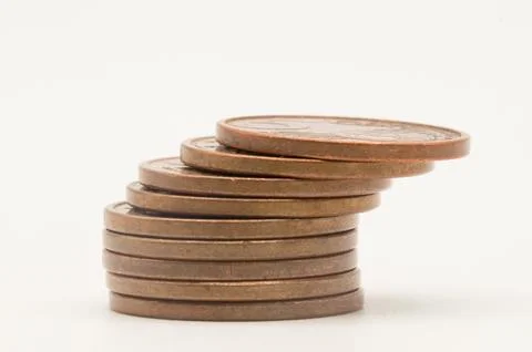 Tower of copper coins Stock Photos