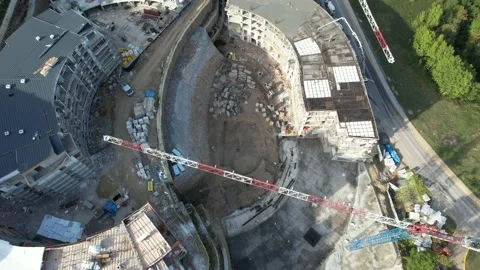 Tower crane and construction site Stock Footage 219236674