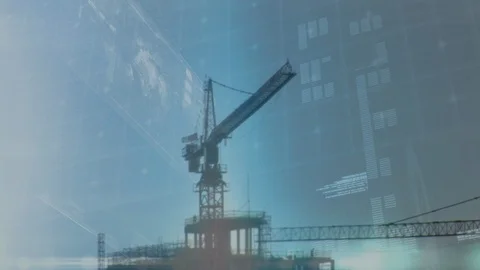 Tower crane and digital interface Stock Footage 107708358