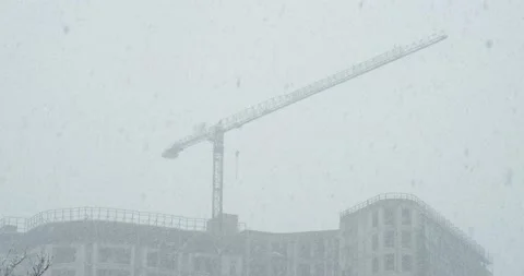 Tower crane and house under construction Stock Footage 146483196