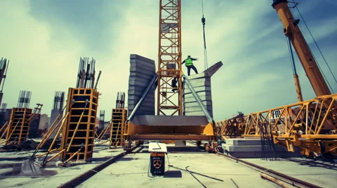 Tower crane assembly Stock Footage 41093081