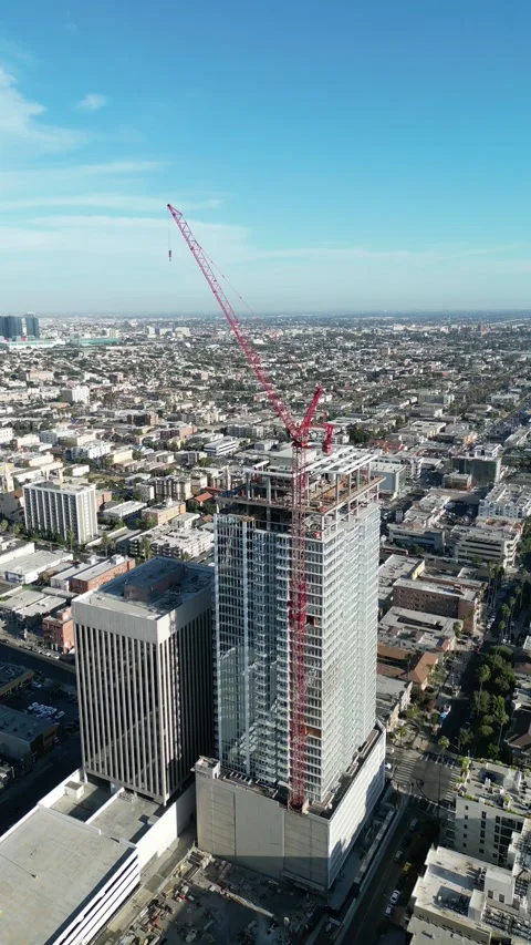 Tower Crane On Building Vídeo Stock 203974115