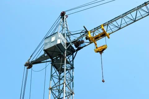 Tower crane with a cabin Stock Photos