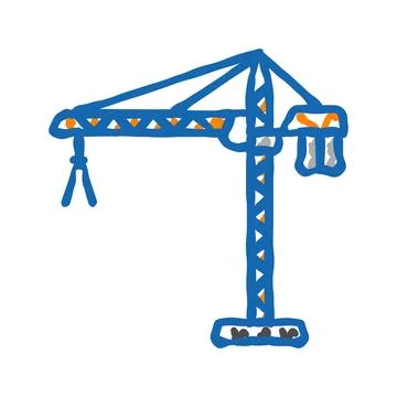 Tower crane civil engineer icon doodle illustration Illustrazione stock