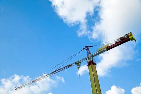 Tower crane &amp; cloudy sky Stock Photos