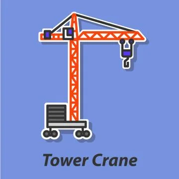 Tower crane color flat icon. Stock Illustration