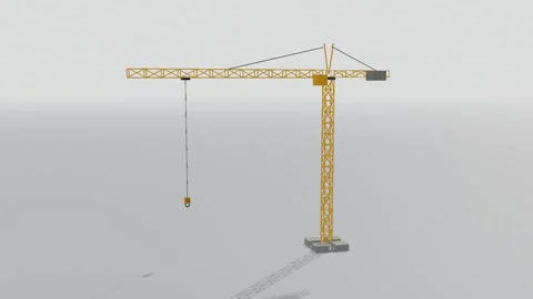 Tower crane construction 3d loop white background 3D animation seamless loop Stock Footage 341848940