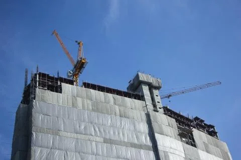 Tower crane for Construction condominium Stock Photos