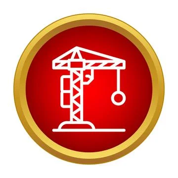 Tower crane construction machinery icon in red circle Ilustración de archivo