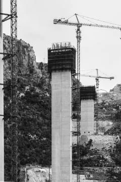 Tower crane with construction Stock Photos