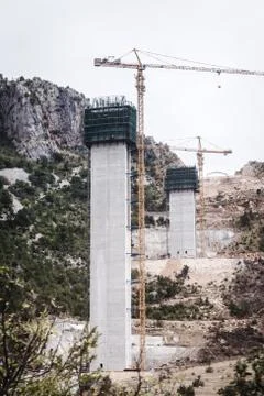 Tower crane with construction Stock Photos