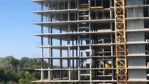 Tower crane at the construction site. Construction of a high-rise residential Stock Footage 203815215