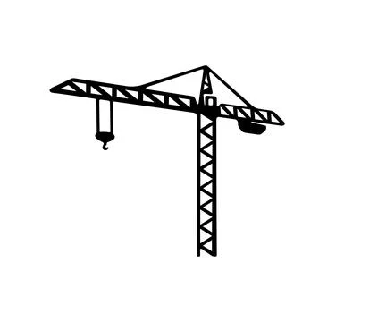 Tower crane in construction site, construction cran and crane Stock Illustration