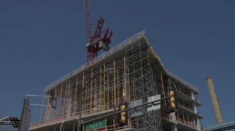 Tower Crane Construction Site Stock Footage 62276304