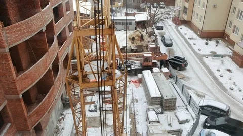 Tower crane at the construction site Stock Footage 102218128