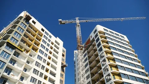 Tower crane on the construction site Stock Footage 107328216