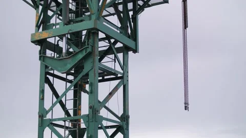 Tower crane at a construction site Stock Footage 155453850