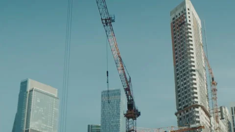 Tower crane at construction site Vídeos de archivo 201384954