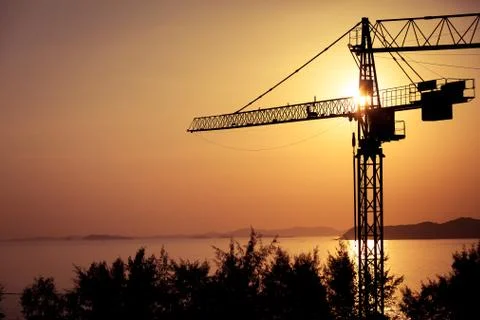 Tower crane on a construction site Foto stock