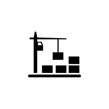 Tower Crane with Container Flat Vector Icon Stock Illustration