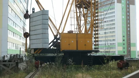 Tower crane with counterweight on construction site for build high buildings. Stock Footage 145545012